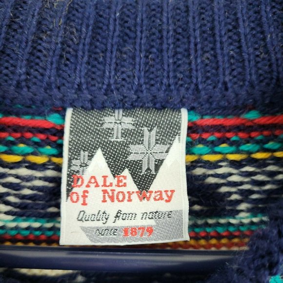 Mens Vintage Dale of Norway Fair Isle Pullover Wool Sweater Size Medium - Picture 4 of 7